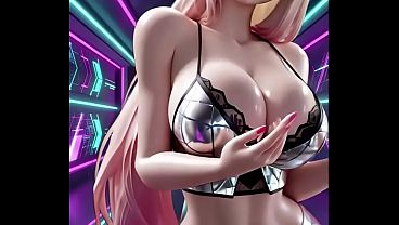 Bailarina anime se desviste y se moja bailando con polla dura